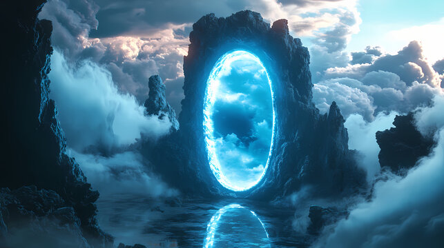 Reflecting the fantastical realm a mirror s duality of reality and dreams. Illusionary Mirror Portal. Illustration