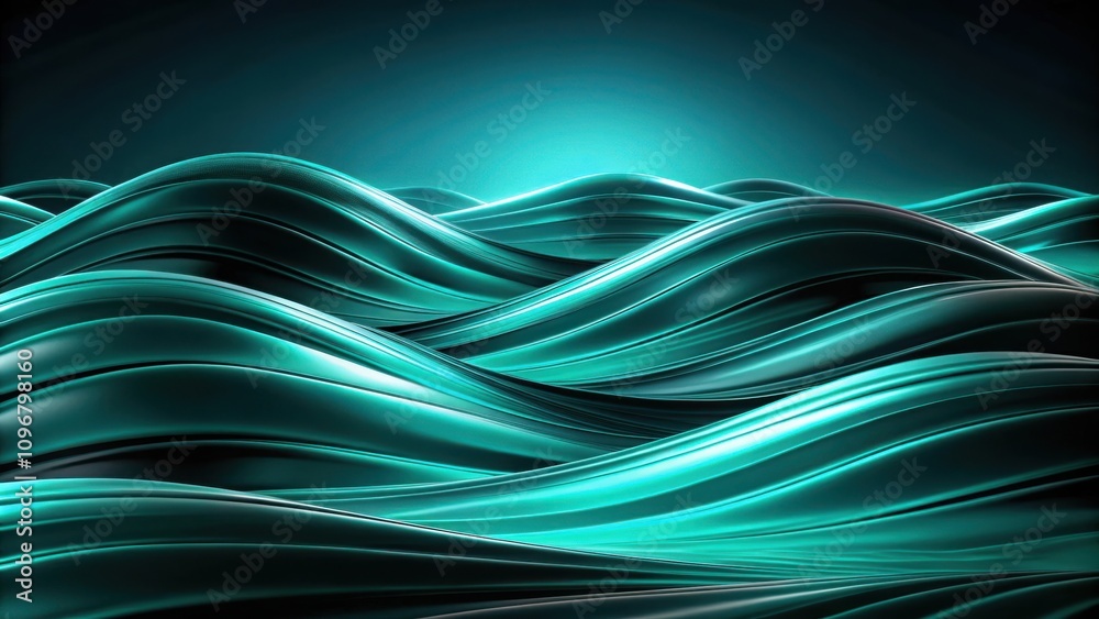 Poster Abstract Swirling Teal Waves with a Glowing Center, Creating a Dynamic and Fluid Visual Experience