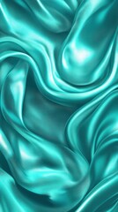 Obraz premium A close-up of flowing turquoise satin fabric, showcasing elegant folds and a lustrous sheen.