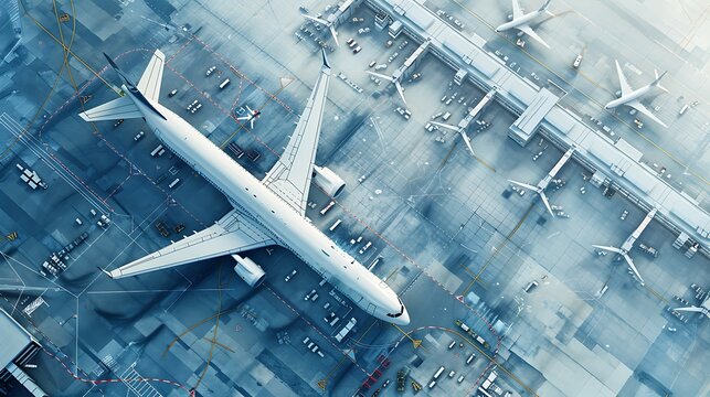 Robust airports industrial zones with technical drawings