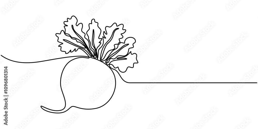 Aufkleber vector continuous one single line drawing icon of beetroot with leaf in silhouette on a white backgr