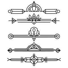set of hand drawn deco ornaments collection element