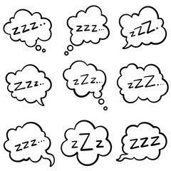 set of hand drawn zzz collection element