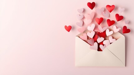 Hearts in Envelope on Soft Background	
