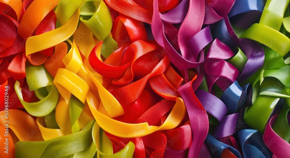 Aufkleber a vibrant array of colorful ribbons arranged in a swirling pattern.