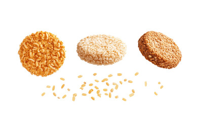 Biscuits puffed rice  on white