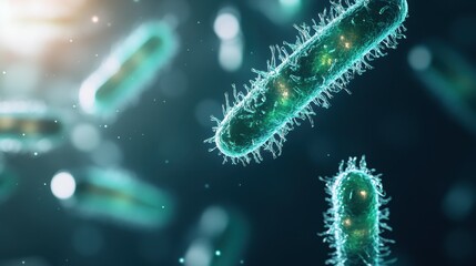 Fototapeta premium Detailed view of bacteria colonies growing on a nutrient-rich agar plate, under a microscope