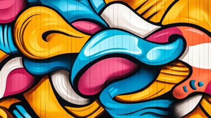 Vibrant and colorful abstract mural featuring flowing shapes and bold hues, perfect for creative projects, backgrounds, or artistic inspiration.