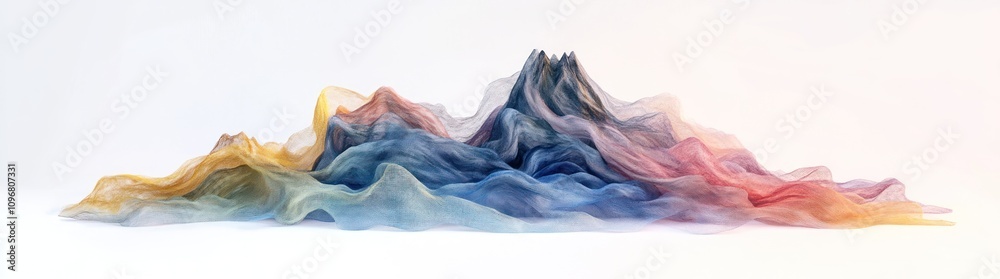 Poster Abstract representation of a colorful mountainous landscape with flowing textures.