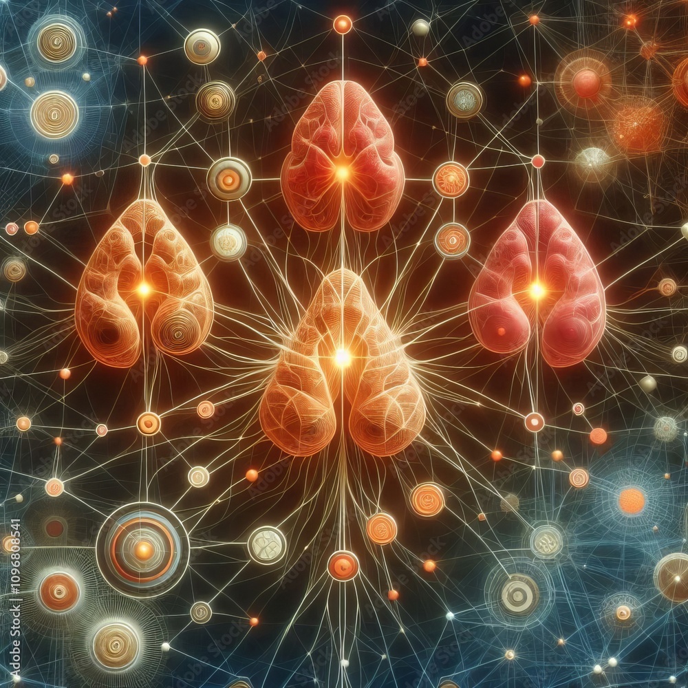 Poster sentimental synapses network of interconnected nodes representin