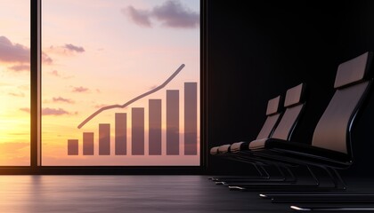 A financial seminar with holographic speakers demonstrating the benefits of long-term investing with animated projections.