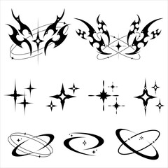 Y2K element Abstract Tribal and sparkling Star Vector Design