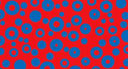 Blue Circle pattern hand drawn design on Red background illustration