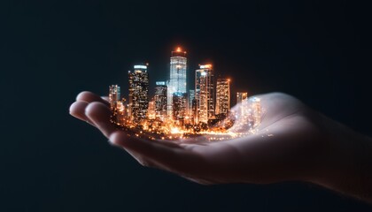 A virtual fintech startup using holographic technology to showcase innovative investment products to potential partners.