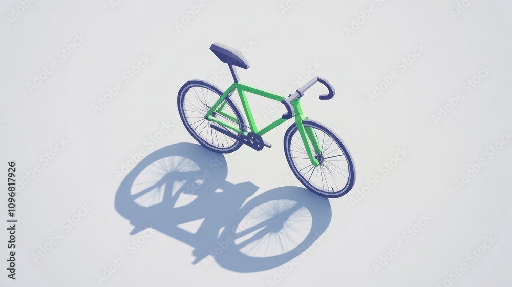 Poster A colorful 3D bicycle model casting a shadow on a light background.