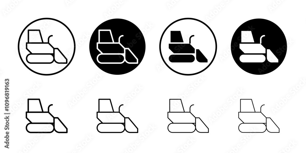 Poster bulldozer icon web design in vector