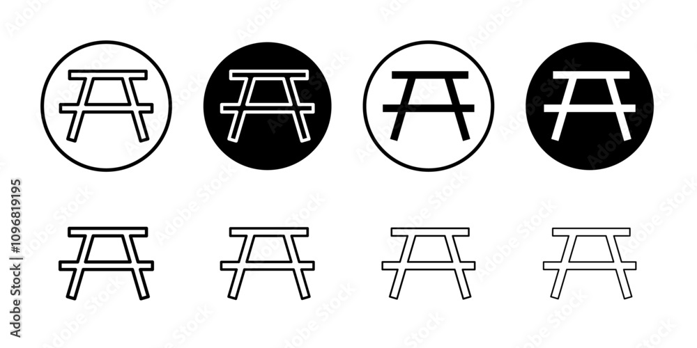 Aufkleber camping table icon web design in vector
