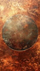 Fototapeta premium Abstract circular design on a textured copper background, showcasing warm tones and intricate patterns.
