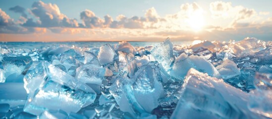 Crystal Clear Ice Formations at Sunset