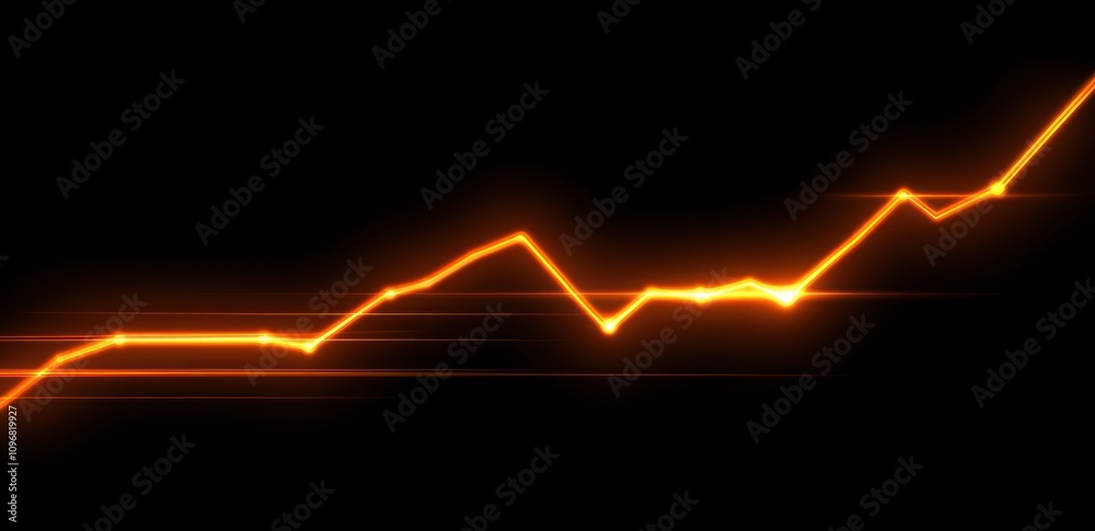 Poster a glowing line graph depicting an upward trend against a dark background.