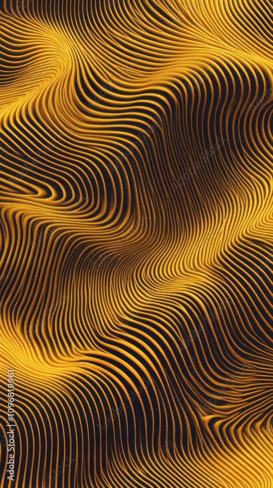 Poster abstract wavy patterns in golden tones creating a dynamic, flowing texture.