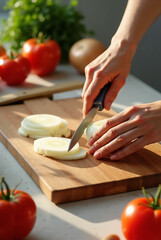 hands cutting vegetables
