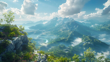 3D Rendering of a Travel Vlog Thumbnail with Scenic Views
