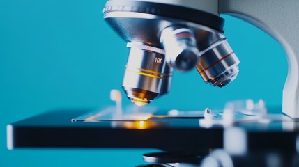 Fototapeta premium A microscope is focused on a small object
