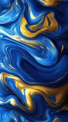 Obraz premium An abstract swirl of deep blue and shimmering gold, creating a mesmerizing blend of colors that captivates the eye.