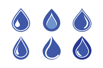 set of water drops on white background 