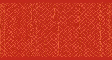 Orange Diamond pattern hand drawn design on Red background illustration