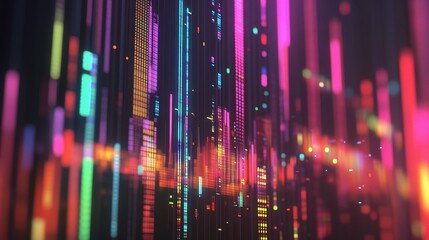 Obraz premium Abstract Colorful Digital Interface Display with Vibrant Lines and Patterns for Creative Software Designs and Technology Backgrounds