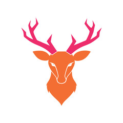 color christmas reindeer on white background 