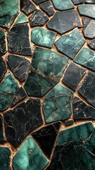 mosaic tile with a combination of emerald green marble and black marble