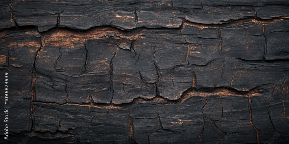 Poster a textured black wooden surface with visible cracks and a weathered appearance, suggesting age and c