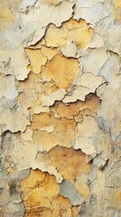 Fototapeta premium Abstract textured background of peeling paint in yellow and beige tones.