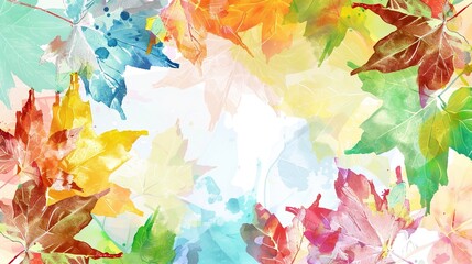 White Background Watercolor Leaf Frame - a delicate and artistic design. The soft watercolor leaves create an elegant and natural composition.