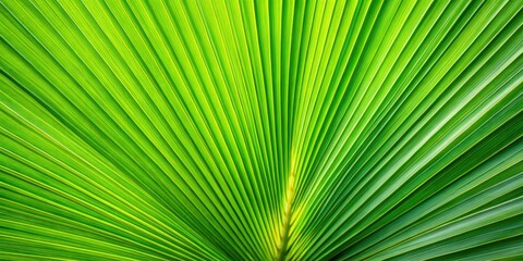 Obraz premium Close-up of a palm frond, revealing intricate patterns of verdant green leaves, showcasing the beauty of nature's geometric artistry.