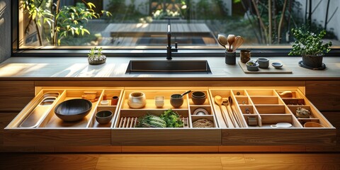 Organized Kitchen Drawer with Wooden Dividers