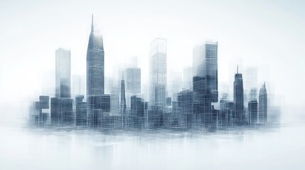 Naklejka premium Wireframe Cityscape: A Modern Architectural Vision