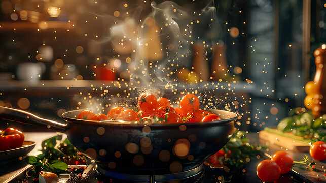 3D Visual of a Recipe Video Thumbnail with Appetizing Food  
