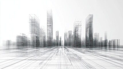 Fototapeta premium Wireframe Cityscape: A Modern Architectural Vision