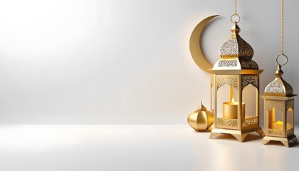 lamp in golden colour for eid greeting