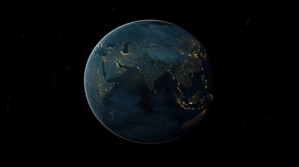 Naklejka premium Night Earth: A Celestial View of Asia's Glowing Cities
