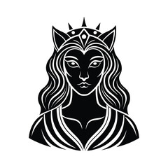 Minimalist Queen Line Art Silhouette Elegant Continuous Silver Lines on Charcoal Background