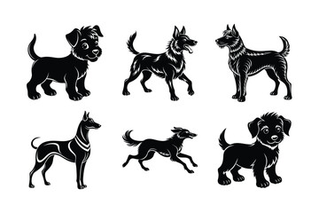 Playful Dog Silhouette Vector Art Bundle 