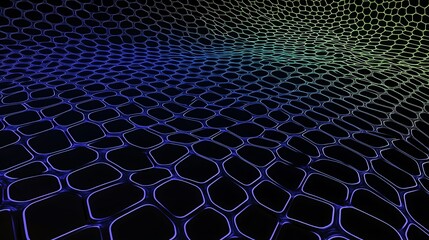 Fototapeta premium Abstract hexagonal grid background with blue and green lines