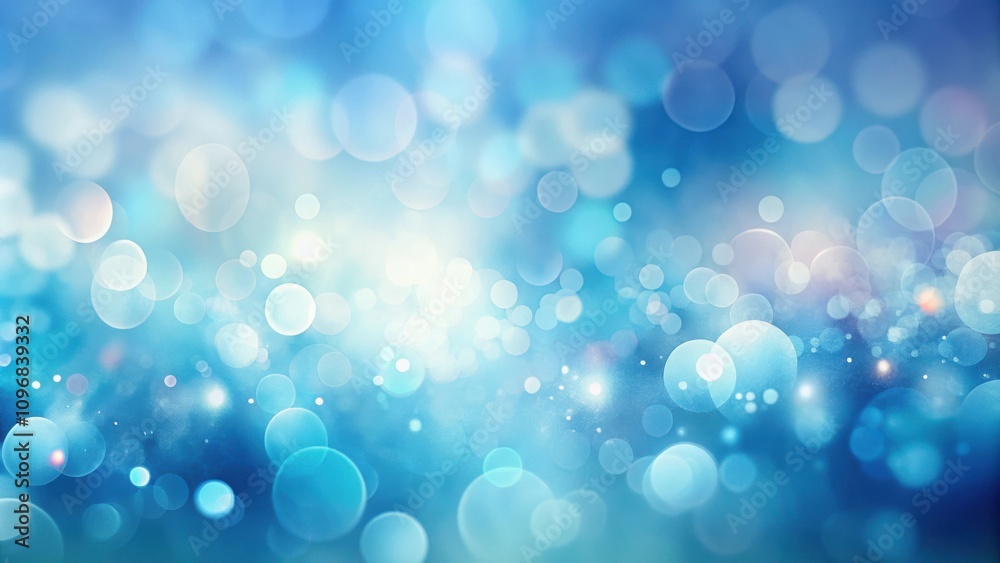 Poster abstract blue and white bokeh background with sparkling lights