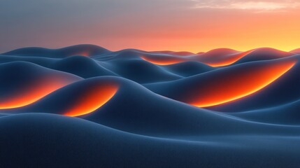 Sunset Glowing Dunes: An Enigmatic Desert Landscape