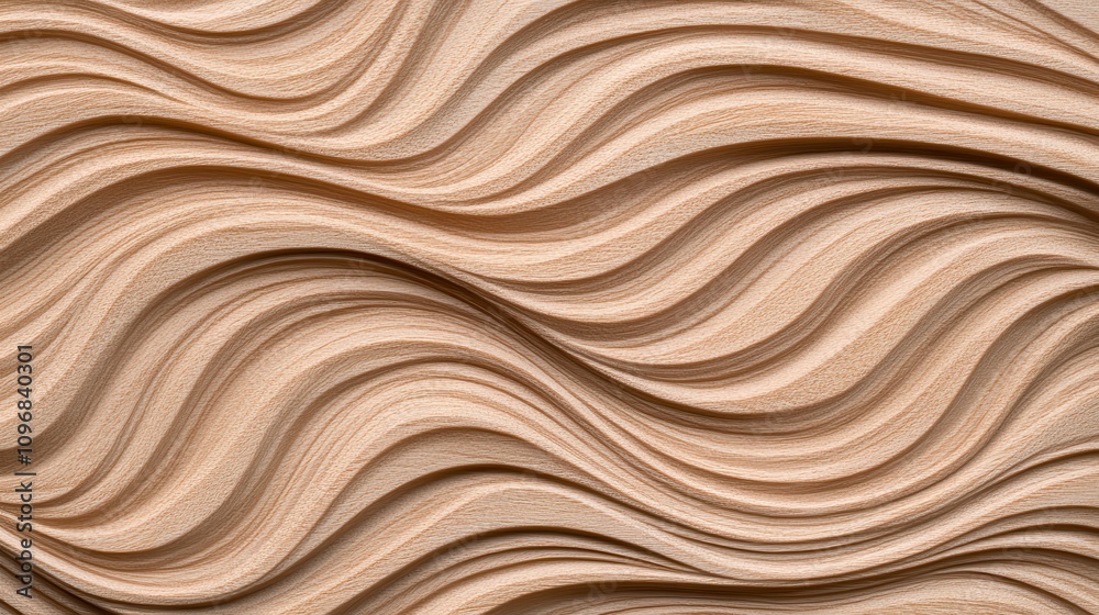Poster A textured surface with flowing, wave-like patterns in soft beige tones, creating an elegant and modern aesthetic.